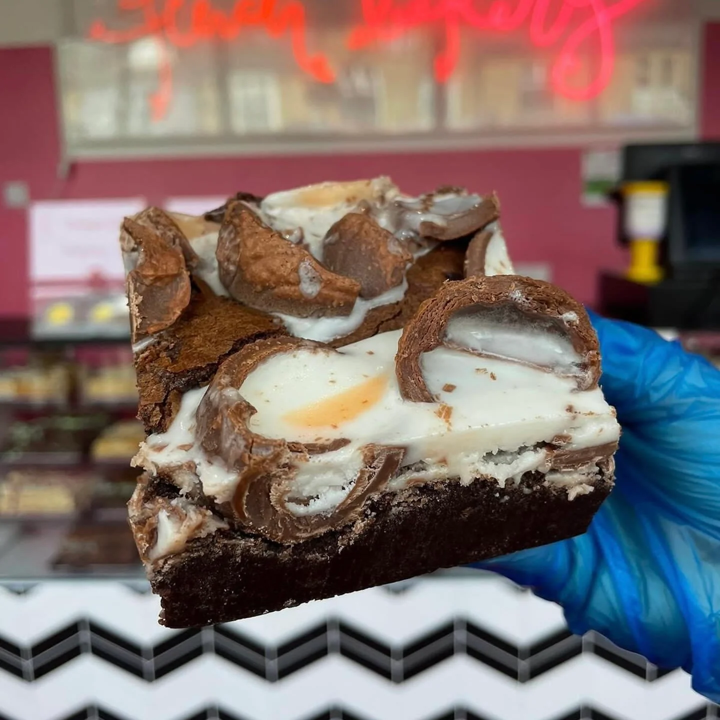 Creme Egg Brownie Piece