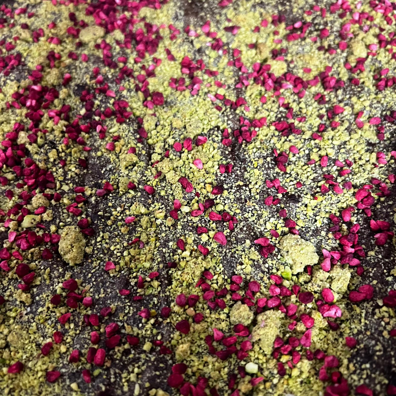 Pistachio & Raspberry Brownie Piece
